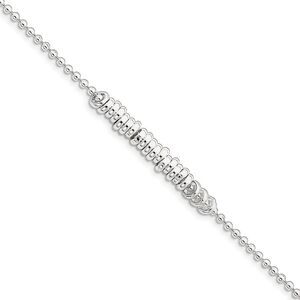 Sterling Silver Fancy Love Ring Anklet, 9 Inch